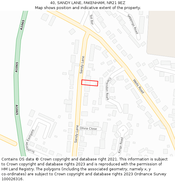 40, SANDY LANE, FAKENHAM, NR21 9EZ: Location map and indicative extent of plot