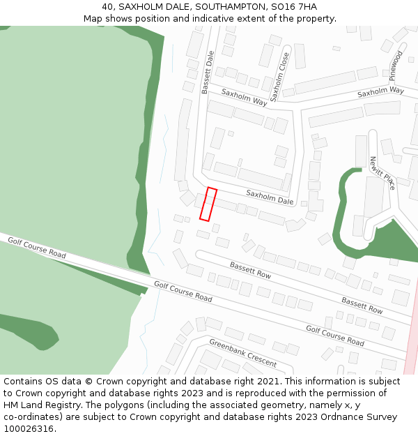 40, SAXHOLM DALE, SOUTHAMPTON, SO16 7HA: Location map and indicative extent of plot