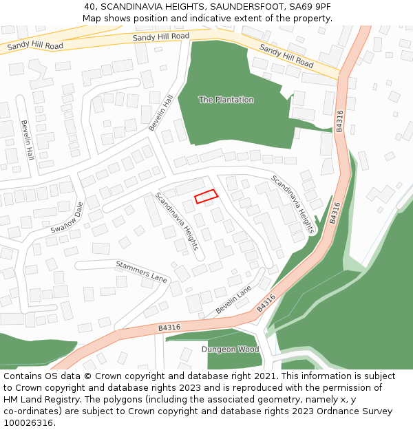 40, SCANDINAVIA HEIGHTS, SAUNDERSFOOT, SA69 9PF: Location map and indicative extent of plot