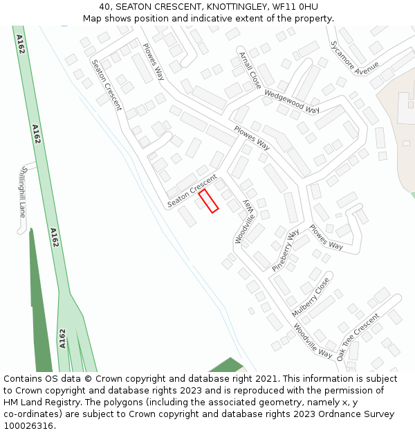 40, SEATON CRESCENT, KNOTTINGLEY, WF11 0HU: Location map and indicative extent of plot