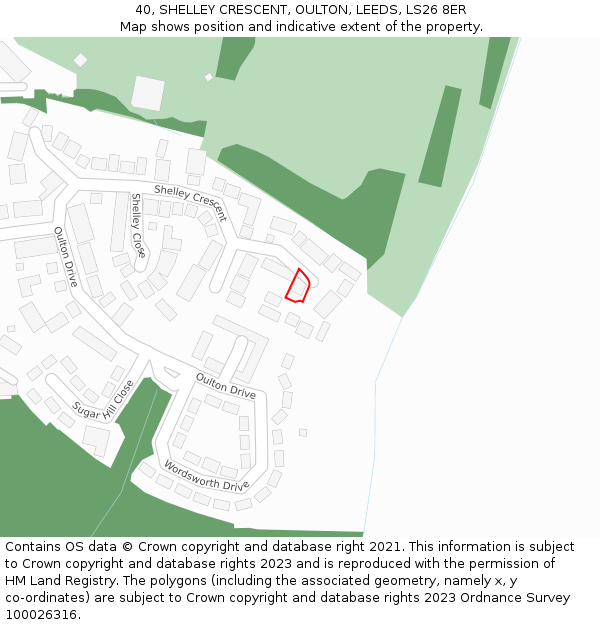 40, SHELLEY CRESCENT, OULTON, LEEDS, LS26 8ER: Location map and indicative extent of plot