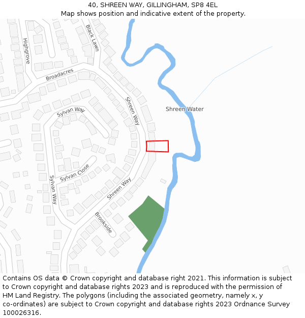 40, SHREEN WAY, GILLINGHAM, SP8 4EL: Location map and indicative extent of plot