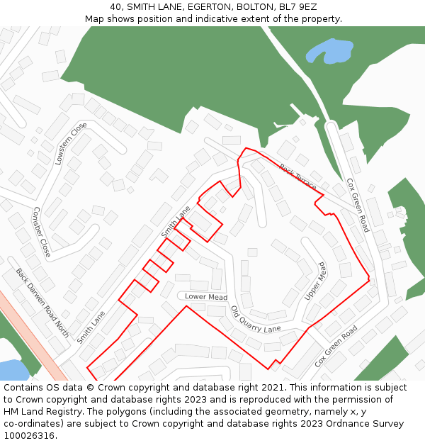 40, SMITH LANE, EGERTON, BOLTON, BL7 9EZ: Location map and indicative extent of plot