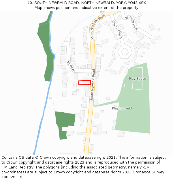 40, SOUTH NEWBALD ROAD, NORTH NEWBALD, YORK, YO43 4SX: Location map and indicative extent of plot