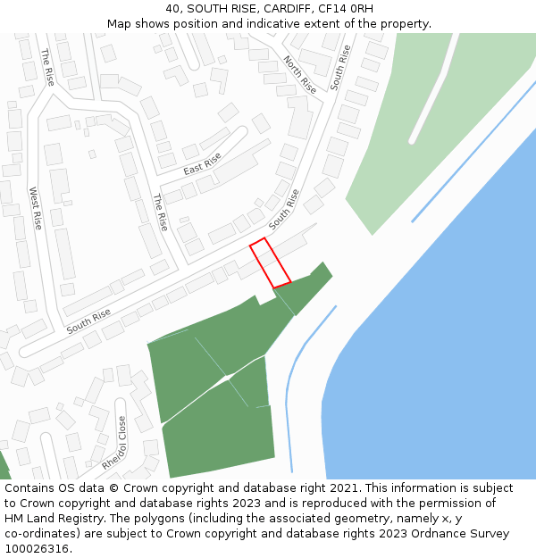 40, SOUTH RISE, CARDIFF, CF14 0RH: Location map and indicative extent of plot