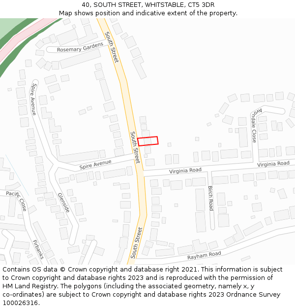 40, SOUTH STREET, WHITSTABLE, CT5 3DR: Location map and indicative extent of plot