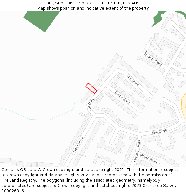 40, SPA DRIVE, SAPCOTE, LEICESTER, LE9 4FN: Location map and indicative extent of plot