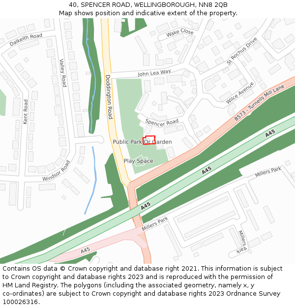 40, SPENCER ROAD, WELLINGBOROUGH, NN8 2QB: Location map and indicative extent of plot