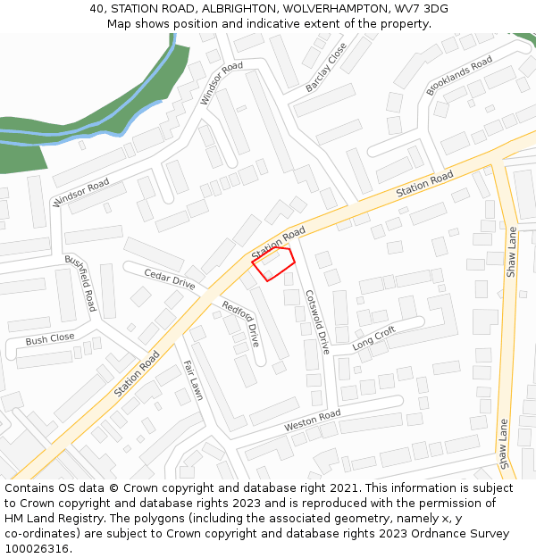 40, STATION ROAD, ALBRIGHTON, WOLVERHAMPTON, WV7 3DG: Location map and indicative extent of plot