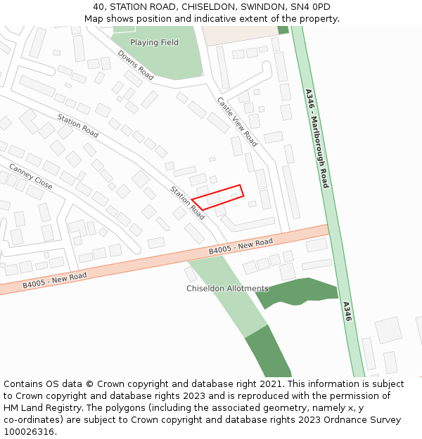 40, STATION ROAD, CHISELDON, SWINDON, SN4 0PD: Location map and indicative extent of plot