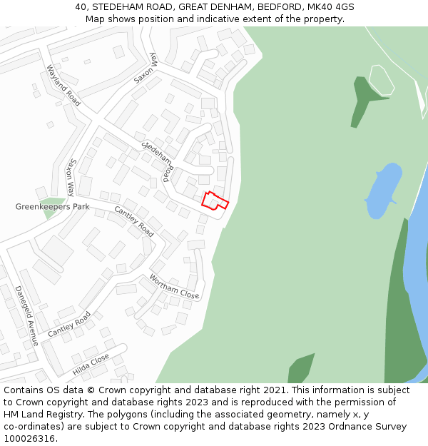 40, STEDEHAM ROAD, GREAT DENHAM, BEDFORD, MK40 4GS: Location map and indicative extent of plot