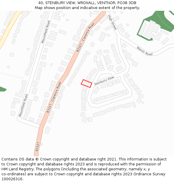 40, STENBURY VIEW, WROXALL, VENTNOR, PO38 3DB: Location map and indicative extent of plot