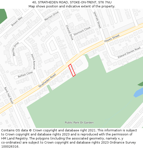 40, STRATHEDEN ROAD, STOKE-ON-TRENT, ST6 7NU: Location map and indicative extent of plot