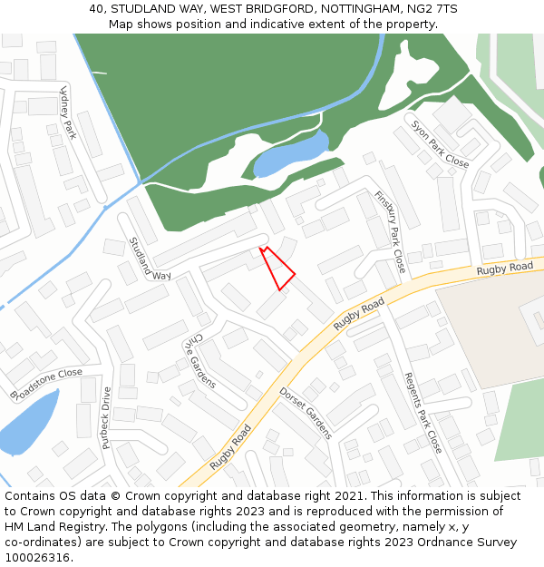 40, STUDLAND WAY, WEST BRIDGFORD, NOTTINGHAM, NG2 7TS: Location map and indicative extent of plot
