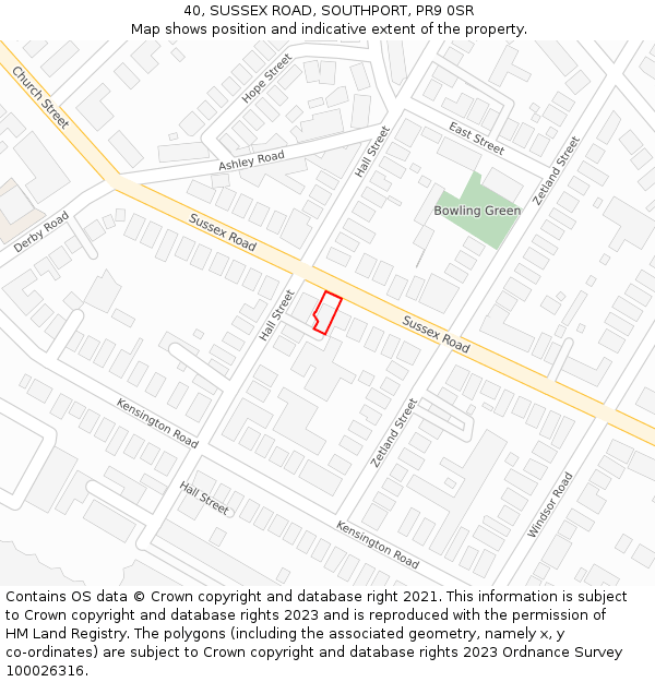 40, SUSSEX ROAD, SOUTHPORT, PR9 0SR: Location map and indicative extent of plot