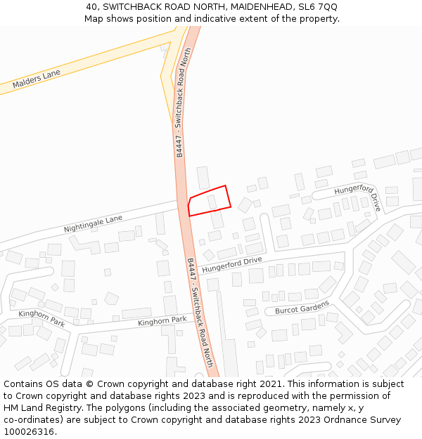 40, SWITCHBACK ROAD NORTH, MAIDENHEAD, SL6 7QQ: Location map and indicative extent of plot