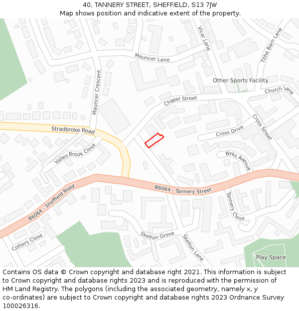 40, TANNERY STREET, SHEFFIELD, S13 7JW: Location map and indicative extent of plot