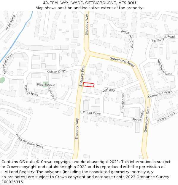 40, TEAL WAY, IWADE, SITTINGBOURNE, ME9 8QU: Location map and indicative extent of plot