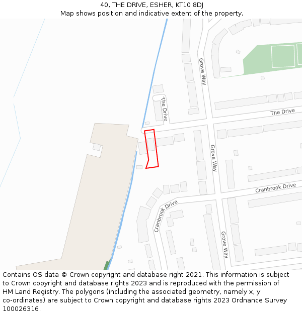 40, THE DRIVE, ESHER, KT10 8DJ: Location map and indicative extent of plot