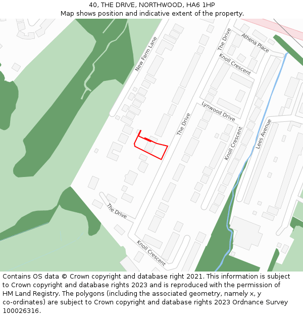 40, THE DRIVE, NORTHWOOD, HA6 1HP: Location map and indicative extent of plot