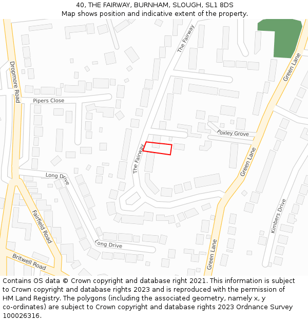 40, THE FAIRWAY, BURNHAM, SLOUGH, SL1 8DS: Location map and indicative extent of plot