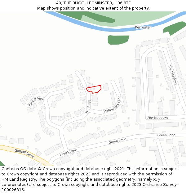 40, THE RUGG, LEOMINSTER, HR6 8TE: Location map and indicative extent of plot