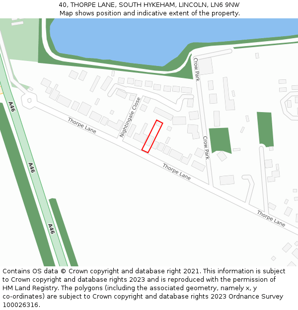 40, THORPE LANE, SOUTH HYKEHAM, LINCOLN, LN6 9NW: Location map and indicative extent of plot