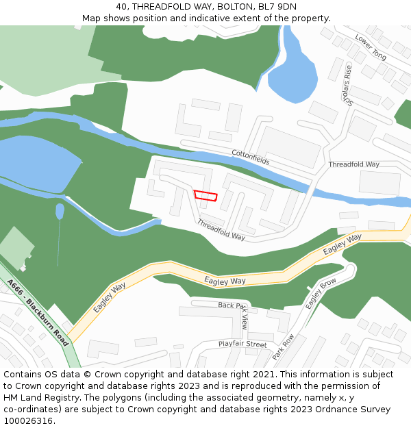 40, THREADFOLD WAY, BOLTON, BL7 9DN: Location map and indicative extent of plot