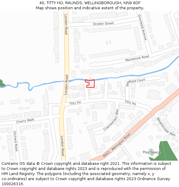 40, TITTY HO, RAUNDS, WELLINGBOROUGH, NN9 6DF: Location map and indicative extent of plot
