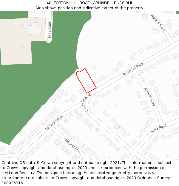 40, TORTON HILL ROAD, ARUNDEL, BN18 9HL: Location map and indicative extent of plot