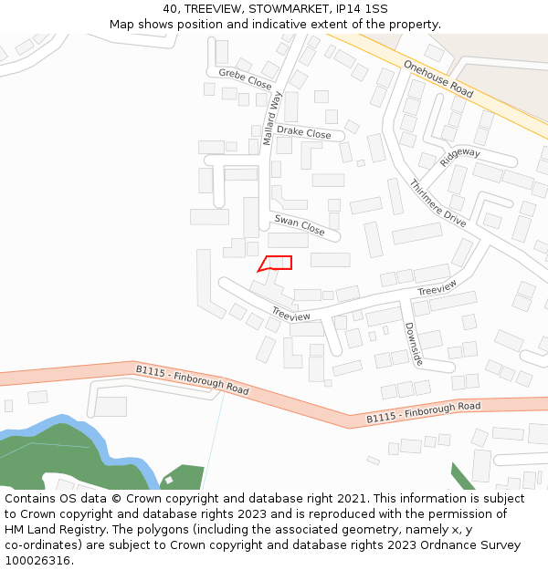 40, TREEVIEW, STOWMARKET, IP14 1SS: Location map and indicative extent of plot