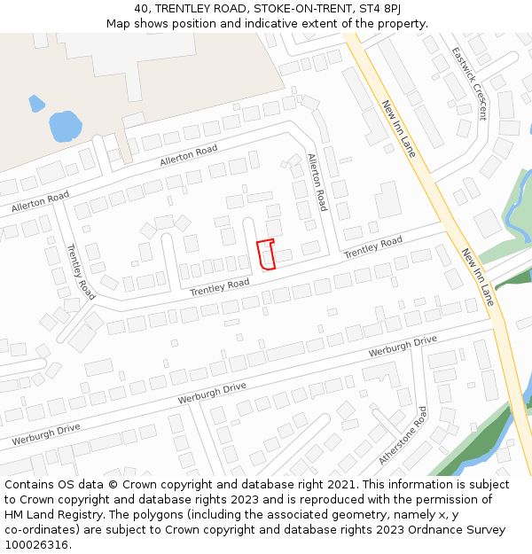 40, TRENTLEY ROAD, STOKE-ON-TRENT, ST4 8PJ: Location map and indicative extent of plot