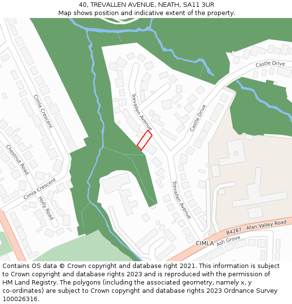 40, TREVALLEN AVENUE, NEATH, SA11 3UR: Location map and indicative extent of plot