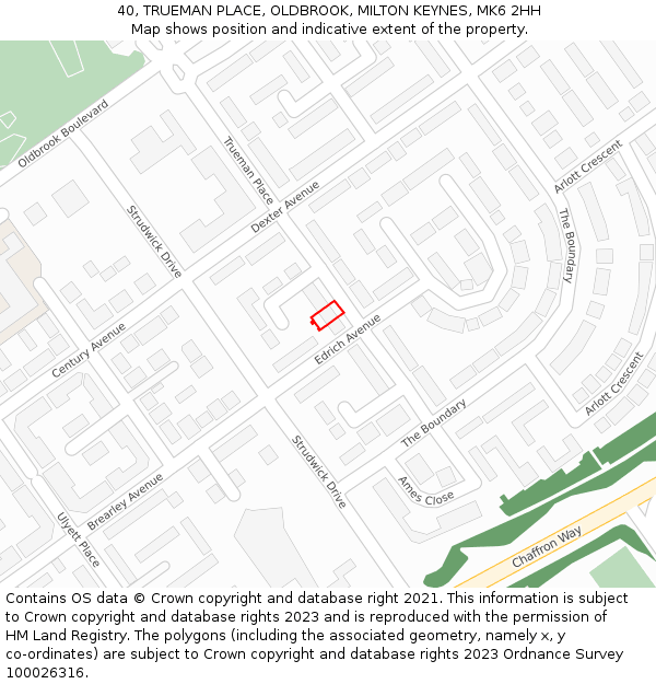 40, TRUEMAN PLACE, OLDBROOK, MILTON KEYNES, MK6 2HH: Location map and indicative extent of plot