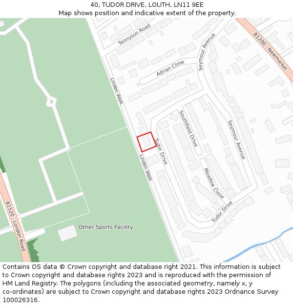 40, TUDOR DRIVE, LOUTH, LN11 9EE: Location map and indicative extent of plot