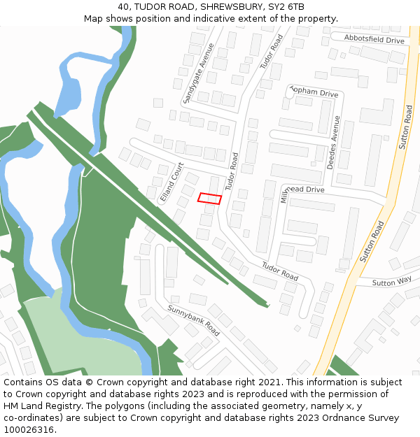 40, TUDOR ROAD, SHREWSBURY, SY2 6TB: Location map and indicative extent of plot