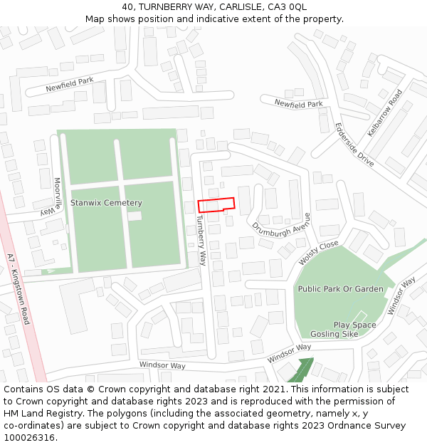 40, TURNBERRY WAY, CARLISLE, CA3 0QL: Location map and indicative extent of plot
