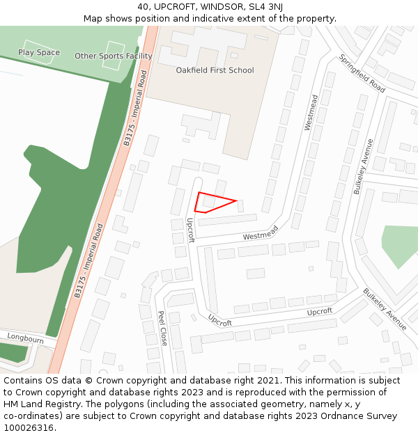 40, UPCROFT, WINDSOR, SL4 3NJ: Location map and indicative extent of plot