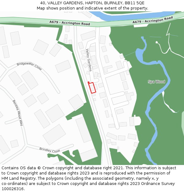 40, VALLEY GARDENS, HAPTON, BURNLEY, BB11 5QE: Location map and indicative extent of plot