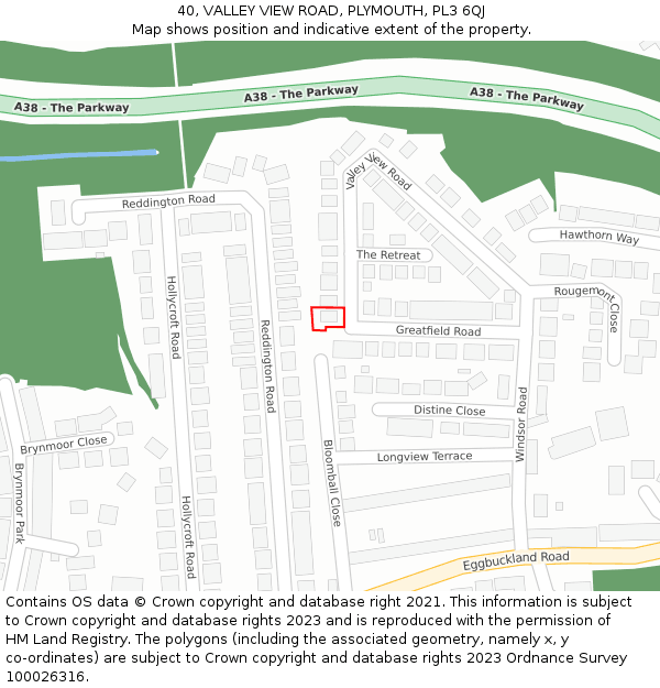 40, VALLEY VIEW ROAD, PLYMOUTH, PL3 6QJ: Location map and indicative extent of plot