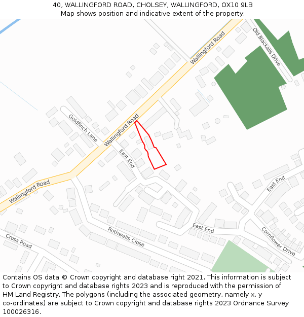 40, WALLINGFORD ROAD, CHOLSEY, WALLINGFORD, OX10 9LB: Location map and indicative extent of plot