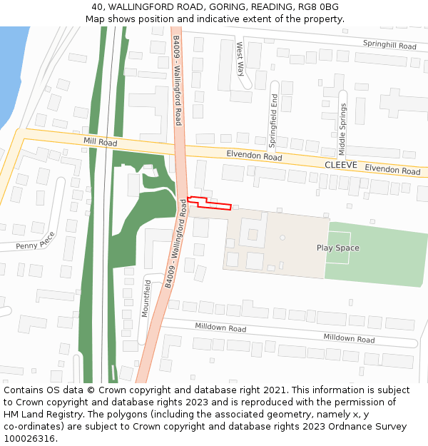 40, WALLINGFORD ROAD, GORING, READING, RG8 0BG: Location map and indicative extent of plot
