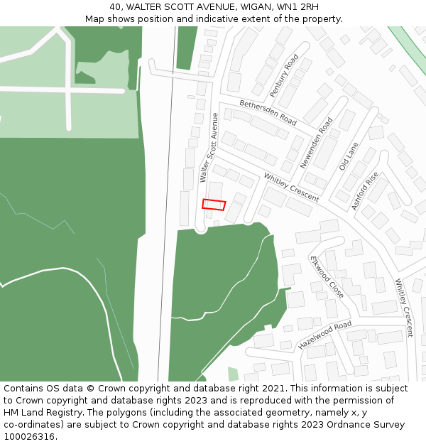 40, WALTER SCOTT AVENUE, WIGAN, WN1 2RH: Location map and indicative extent of plot