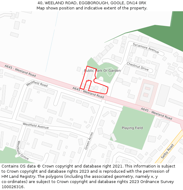 40, WEELAND ROAD, EGGBOROUGH, GOOLE, DN14 0RX: Location map and indicative extent of plot