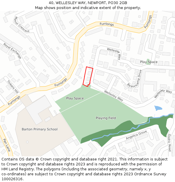 40, WELLESLEY WAY, NEWPORT, PO30 2GB: Location map and indicative extent of plot