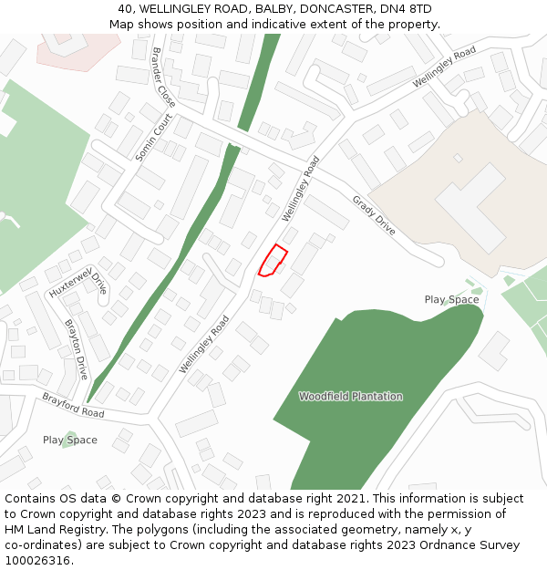 40, WELLINGLEY ROAD, BALBY, DONCASTER, DN4 8TD: Location map and indicative extent of plot