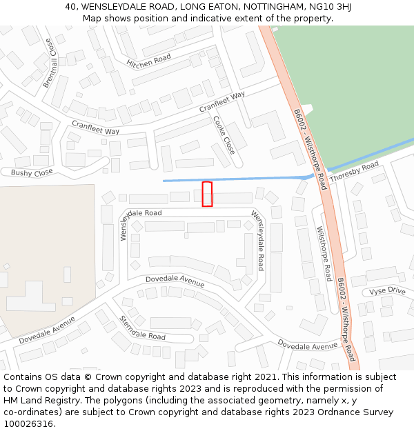 40, WENSLEYDALE ROAD, LONG EATON, NOTTINGHAM, NG10 3HJ: Location map and indicative extent of plot