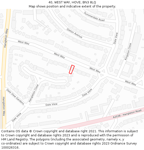 40, WEST WAY, HOVE, BN3 8LQ: Location map and indicative extent of plot