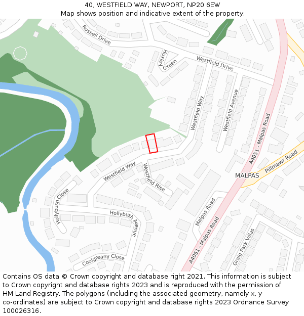 40, WESTFIELD WAY, NEWPORT, NP20 6EW: Location map and indicative extent of plot