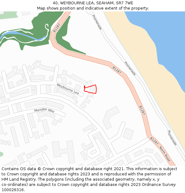 40, WEYBOURNE LEA, SEAHAM, SR7 7WE: Location map and indicative extent of plot